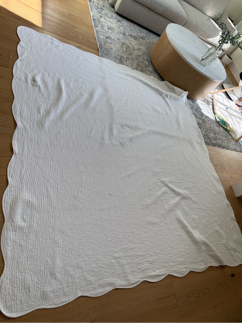 White Textured Quilt Coverlet 84x90 Full Queen Farmhouse Cottage Bedding Throw - Picture 2 of 6
